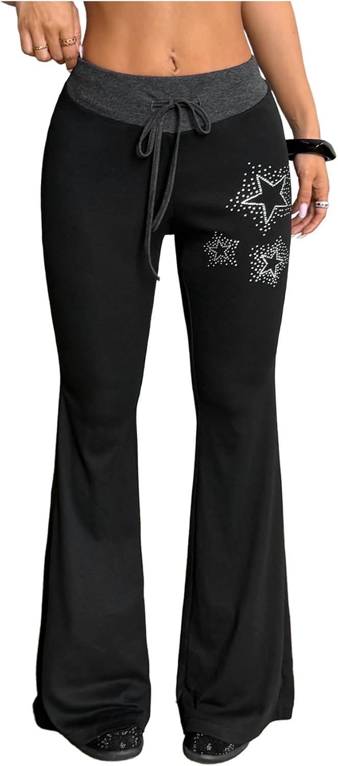 SOLY HUX Women's Emo Goth Grunge Pants Bootcut Bell Bottoms Leggings - Image 4