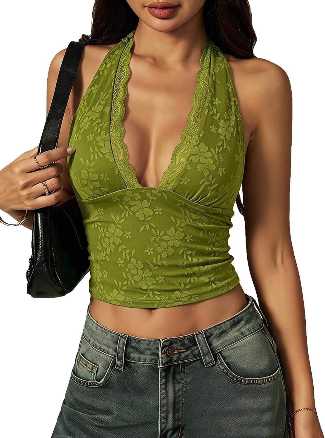 BEAUDRM Women's Going Out Tops Y2k Lace Halter Top Country Concert Outfits - Image 14
