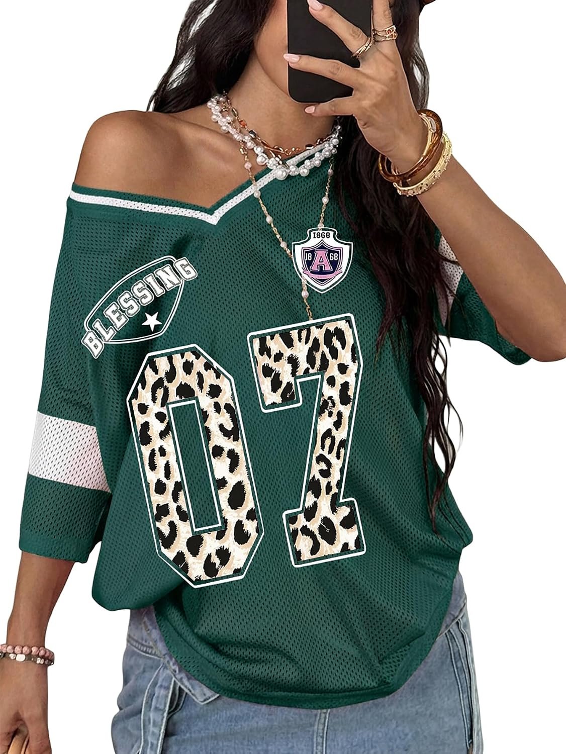 SOLY HUX Women's Y2k Jersey Shirts Graphic Oversized Tops